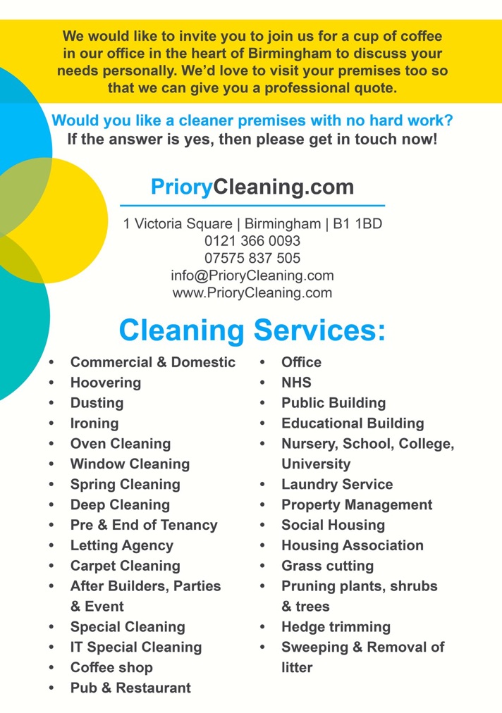 Cleaning services in Birmingham, Domestic & Commercial